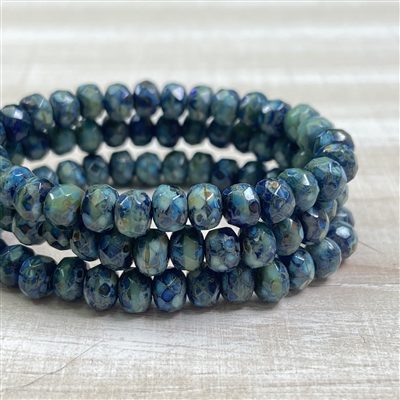 kelliesbeadboutique.com | 5x3 Cobalt Blue Turquoise Mix Picasso Rondelles