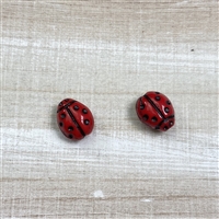 kelliesbeadboutique.com | 10x7mm Red Opaque Ladybug Beads - 2 pieces