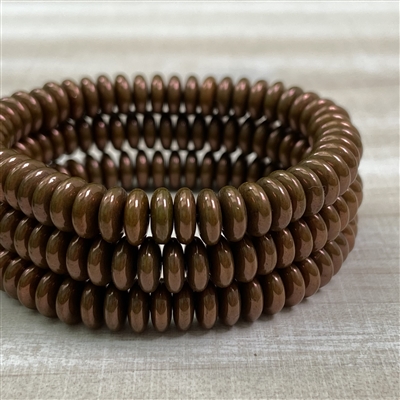 kelliesbeadboutique.com | 6mm Disk Spacer - Brown Bronze Opaque with Green Undertone Finish