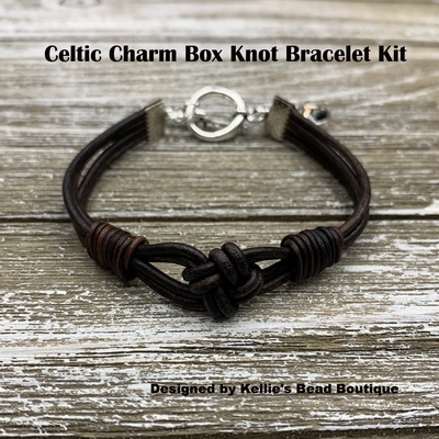 Celtic Charm Box Knot Leather Bracelet Kit