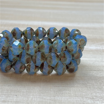 kelliesbeadboutique.com | 8mm Baroque Beads Cornflower with Picasso Finish