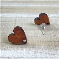 kelliesbeadboutique.com | Wooden Heart Earrings