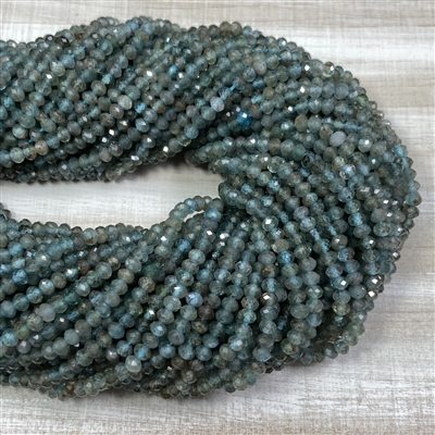 kelliesbeadboutique.com | 3x4mm Faceted Blue Apatite Rondelles