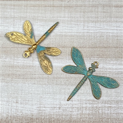 kelliesbeadboutique.com | Dragonfly Brass Stamping with Verdigris Finish