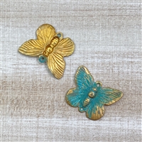 kelliesbeadboutique.com | Butterfly Brass Stamping with Verdigris Finish