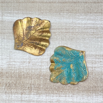 kelliesbeadboutique.com | Aspen Leaf Brass Stamping with Verdigris Finish