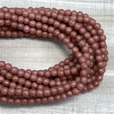 kelliesbeadboutique.com | 4mm Round Druk Salmon with Etched Copper