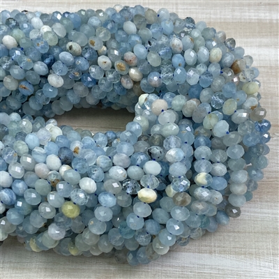 kelliesbeadboutique.com | 4x6mm Faceted Aquamarine Rondelles