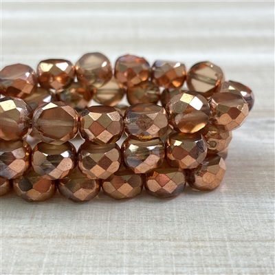 kelliesbeadboutique.com | 8mm Table Cut Peach with Bronze Finish