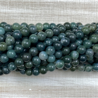 kelliesbeadboutique.com | 8mm Moss Agate Large Hole Beads - short strand