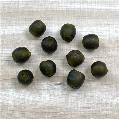 kelliesbeadboutique.com | 10-12mm Dark Olive Ghana Glass Beads