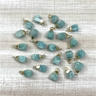 kelliesbeadboutique.com | 8x5-10x7 Rough Amazonite Gold Electroplate