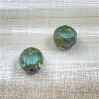 kelliesbeadboutique.com | Aqua Green Opal with Travertine Table Cut 12mm Beads - 2 beads