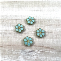 kelliesbeadboutique.com | 10mm Table Cut Daisy Flower Beads - Blue Turquoise Travertine - 4 pieces