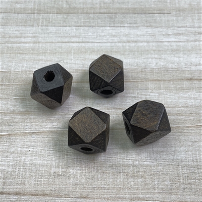 kelliesbeadboutique.com | 12mm Faceted Hexagon Large Hole Wood Beads - 4 pieces