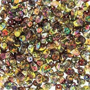 Crystal Magic Yellow Brown Super Duo Beads