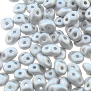 Matte Metallic Silver Super Duo Beads