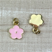 kelliesbeadboutique.com | 9x13mm Baby Pink Enamel Flower Charm