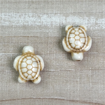 kelliesbeadboutique.com | 18x14mm Off White Magnesite Turtle Beads