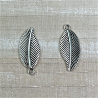 kelliesbeadboutique.com | 28x12mm Antique Silver Leaf Charms