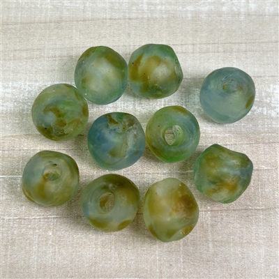 kelliesbeadboutique.com | 10-12mm Multi Green Blue Ghana Glass Beads