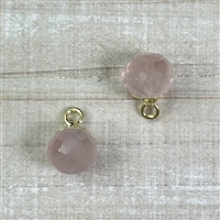 kelliesbeadboutique.com | 6-7mm Faceted Rose Quartz Drop Charm 18K Gold Plated