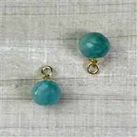 kelliesbeadboutique.com | 6-7mm Faceted Amazonite Drop Charm 18K Gold Plated