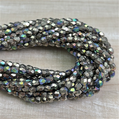 kelliesbeadboutique.com | 4mm Glittery Argentic Firepolish Beads