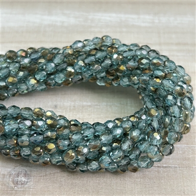 kelliesbeadboutique.com | 4mm Aqua Valentinite Firepolish Beads