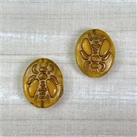 kelliesbeadboutique.com | 22x17mm Honey Opal Glass with Bronze Wash Press Czech Glass Bumble Bee