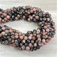 kelliesbeadboutique.com | 6mm Faceted Rhodonite with Matrix