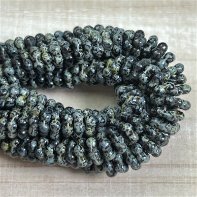 kelliesbeadboutique.com | 5mm Black with Picasso Daisy Spacer Flower Czech Glass Beads