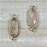 kelliesbeadboutique.com | 8x23 Oval Faceted Rose Quartz Links Gold Electroplated