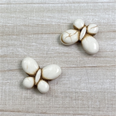 kelliesbeadboutique.com | Off White Magnesite Butterfly Beads - 2 beads