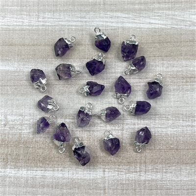 kelliesbeadboutique.com | 8x5-10x7 Rough Amethyst Silver Electroplate