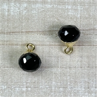 kelliesbeadboutique.com | 6-7mm Faceted Black Onyx Drop Charm 18K Gold Plated