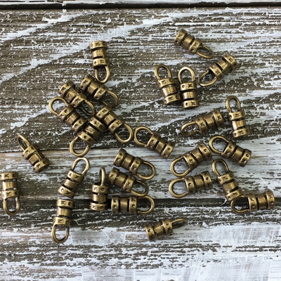 3mm Crimp End - Antique Brass