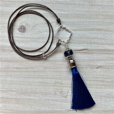 kelliesbeadboutique.com | Stella Tassel and Leather Necklace