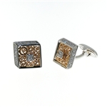 CUF01007 18k Rose & White Gold Diamond Cuff Links