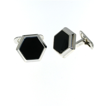 CUF1019 Sterling Silver Onyx Cuff Links