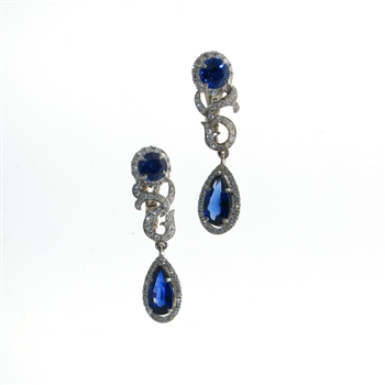 EDC0051 18k White Gold Diamond Sapphire Earrings
