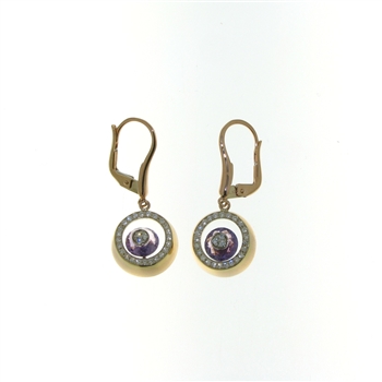 EDC0053 18k Rose Gold Diamond Amethyst Earrings