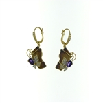 EDC0054 18k Yellow Gold Diamond Amethyst Earrings