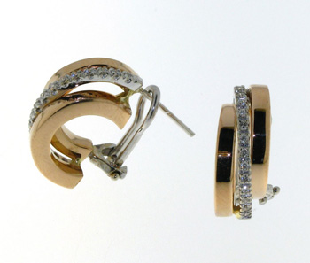 EDC01009 18k Rose and White Gold Diamond Earrings
