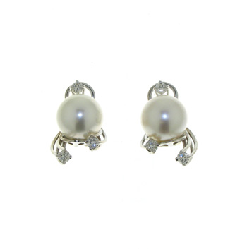 EDC01010 18k White Gold Diamond Pearl Earrings