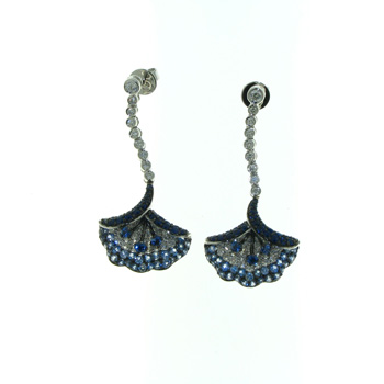 EDC01013 18k White Gold Diamond Sapphire Earrings