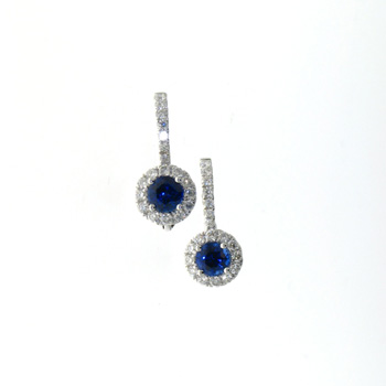 EDC01016 18k White Gold Diamond Sapphire Earrings