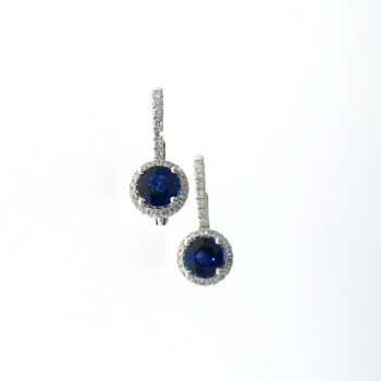 EDC01018 18k White Gold Diamond Sapphire Earrings