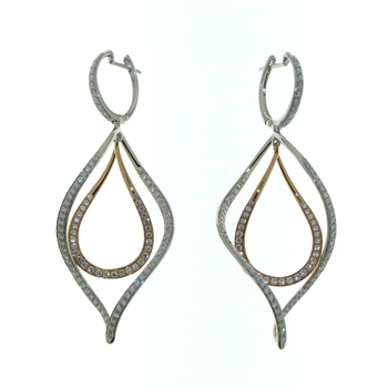 EDC0166 18k White & Rose Gold Diamond Earrings