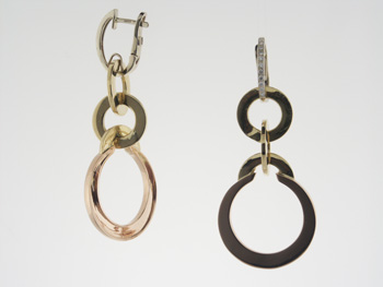 EDC1610 18k White, Yellow & Rose Gold Diamond Earrings
